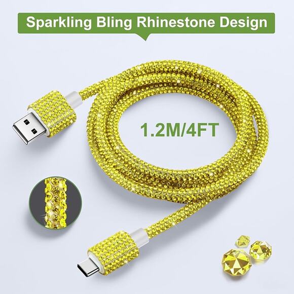 USB C Cable 3A USB to USB C Fast Charging, Lemon Yellow - Picture 2 of 6